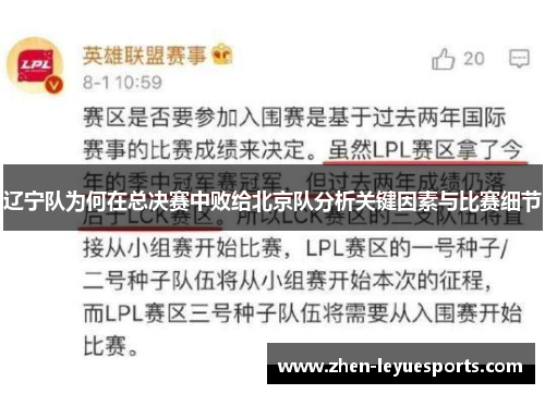 辽宁队为何在总决赛中败给北京队分析关键因素与比赛细节